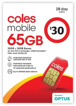 Coles Coles Mobile offer