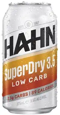 Coles Hahn Super Dry 3.5% Block Cans 30x375mL offer