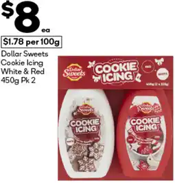 Woolworths Dollar Sweets Cookie Icing White & Red offer