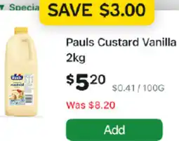 Woolworths Pauls Custard Vanilla offer