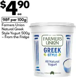 Woolworths Farmers Union Natural Greek Style Yogurt offer