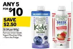 Woolworths Farmers Union Greek Yogurt Pouches offer