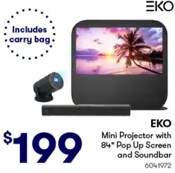 Woolworths ΕΚΟ Mini Projector with 84" Pop Up Screen and Soundbar offer