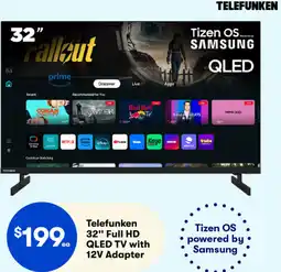 Woolworths Telefunken 32" Full HD QLED TV with 12V Adapter offer