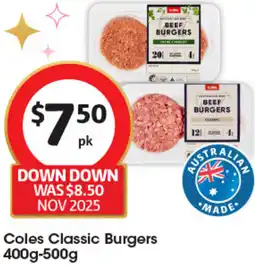 Coles Coles Classic Burgers offer