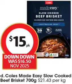 Coles Coles Made Easy Slow Cooked Beef Brisket offer