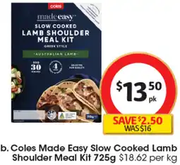 Coles Coles Made Easy Slow Cooked Lamb Shoulder Meal Kit offer