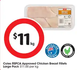 Coles Coles rspca approved chicken breast fillets large pack offer