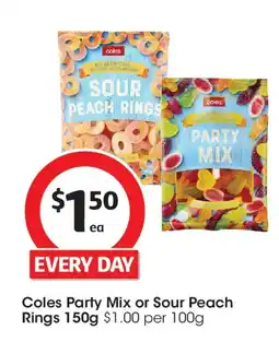 Coles Coles Party Mix or Sour Peach Rings offer