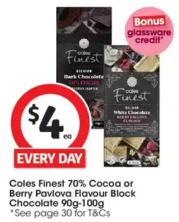 Coles Coles Coles Finest Cocoa or Berry Pavlova Flavour Block Chocolate offer