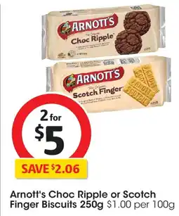 Coles Arnott's Choc Ripple or Scotch Finger Biscuits offer
