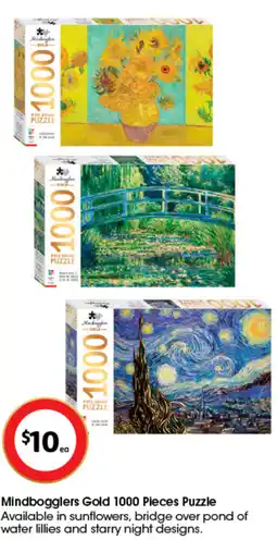 Coles Mindbogglers Gold 1000 Pieces Puzzle Available in sunflowers, bridge over pond of water lillies and starry night designs. offer