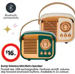 Coles Bump Wireless Mini Retro Speaker offer