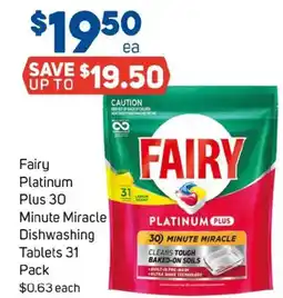 Foodland Fairy platinum plus 30 minute miracle dishwashing tablets offer
