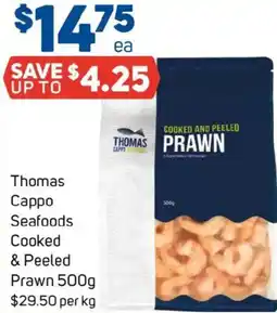 Foodland Thomas cappo seafoods cooked and peeled prawn offer