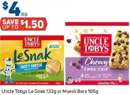 Foodland Uncle Tobys Le Snak or Muesli Bars offer
