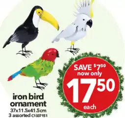 Cheap as Chips Iron bird ornament offer