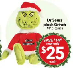 Cheap as Chips Dr seuss plush grinch offer