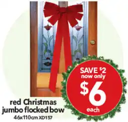 Cheap as Chips Red christmas jumbo flocked bow offer