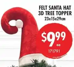Red Dot Felt santa hat 3d tree topper offer