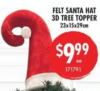 Felt santa hat 3d tree topper