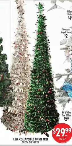 Red Dot Collapsible tinsel tree green or silver offer