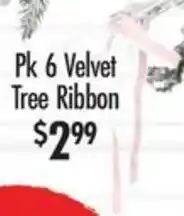 Red Dot Pk 6 velvet tree ribbon offer