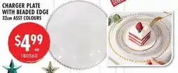 Red Dot Charger plate with beaded edge offer