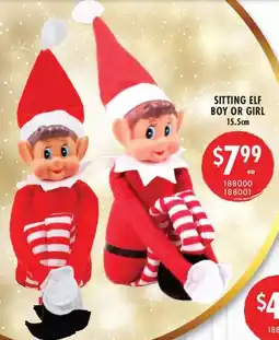 Red Dot Sitting elf boy or girl 15.5cm offer