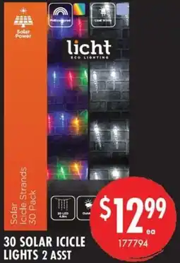 Red Dot 30 solar icicle lights 2 asst offer