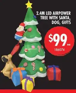 Red Dot 2.4m led airpower tree with santa, dog, gifts offer