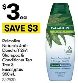 BIG W Palmolive Naturals Anti- Dandruff 2in1 Shampoo & Conditioner Tea Tree & Eucalyptus offer