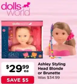 Toyworld Ashley Styling Head Blonde or Brunette offer