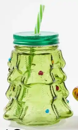 Kmart Christmas Tree Drink Jar and Straw offer