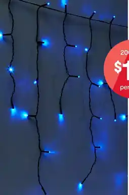 Kmart Solar Powered 200 LED Blue Icicle String Lights offer