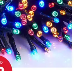 Kmart Solar Powered 200 LED Multi-Coloured String Lights offer