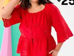 Kmart Long Sleeve Broderie Tie Top offer