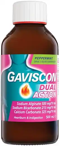 Soul Pattinson Chemist Gaviscon Dual Action Peppermint Oral Liquid Suspension 500mL offer