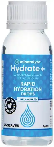 Pharmacist Advice Mineralyte Hydrate+ Rapid Hydration Drops 50mL offer
