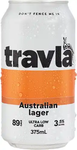 Dan Murphy's Travla Mid Strength Lager Block Cans 375mL offer