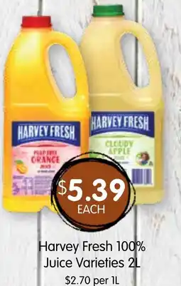 Spudshed Harvey Fresh 100% Juice Varieties offer