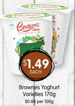 Spudshed Brownes Yoghurt Varieties offer