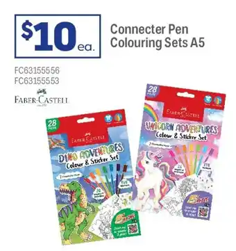 Officeworks Faber-Castell Connecter Pen Colouring Set A5 Unicorns offer