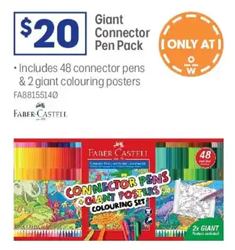 Officeworks Faber Connector Pens and Giant Poster 50 Piece Pack offer