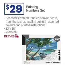 Officeworks Reeves Paint By Numbers Set 12 x 16" Tropical Beach offer