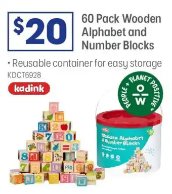 Officeworks Kadink Wooden Alphabet and Number Blocks offer