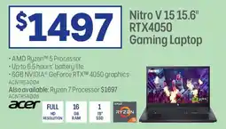 Officeworks Nitro v 15 15.6" rtx4050 gaming laptop offer