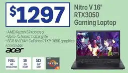 Officeworks Nitro v 16" rtx3050 gaming laptop offer