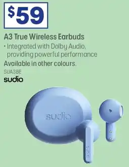Officeworks Sudio A3 True Wireless Earbuds Blue offer