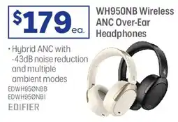 Officeworks EDIFIER WH950NB Wireless ANC Over-Ear Headphones Black offer